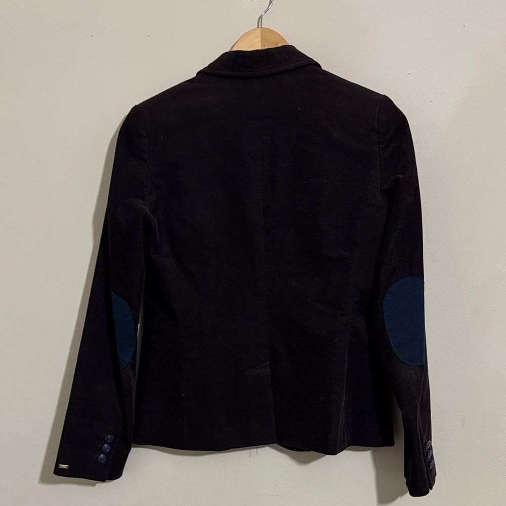 Tommy Hilfiger Women's Dark Brown Logo Crest Corduroy Blazer size 2 Academia - Picture 7 of 13
